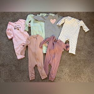 Bundle lot of 6 girls rompers 12-18 months various brands